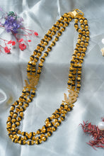 Load image into Gallery viewer, 1 Gram Gold Forming 3 Line Rudraksha Mala With Double Om (Aum) Diamond Pendant For Men