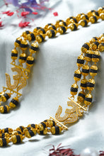 Load image into Gallery viewer, 1 Gram Gold Forming 3 Line Rudraksha Mala With Double Om (Aum) Diamond Pendant For Men