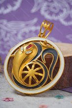 Load image into Gallery viewer, 1 Gram Gold Plated Ganpati Bappa with Om Round Pendant for Men