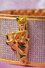 Load image into Gallery viewer, 1 Gram Gold Forming Krishna CZ Diamond Broad Design Bracelet for Men