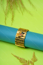 Load image into Gallery viewer, 1 Gram Gold Plated 7 Line Rudraksha & Black Bead Meldi Maa Bracelet for Men