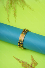 Load image into Gallery viewer, 1 Gram Gold Plated 3 Line Mahadev Rudraksha & Black Bead Bracelet for Men