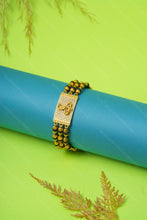 Load image into Gallery viewer, 1 Gram Gold Plated 3 Line Goga Maharaj Rudraksha & Black Bead Bracelet for Men