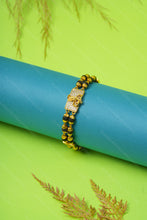 Load image into Gallery viewer, 1 Gram Gold Plated 2 Line Goga Maharaj Rudraksha & Black Bead Bracelet for Men