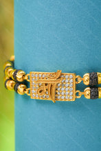 Load image into Gallery viewer, 1 Gram Gold Plated 2 Line Maa Name Rudraksha & Black Bead Bracelet for Men
