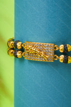 Load image into Gallery viewer, 1 Gram Gold Plated 2 Line Jaguar Rudraksha & Black Bead Bracelet for Men