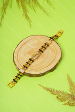 Load image into Gallery viewer, 1 Gram Gold Plated 2 Line Jaguar Rudraksha & Black Bead Bracelet for Men