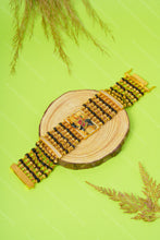 Load image into Gallery viewer, 1 Gram Gold Plated 7 Line Rudraksha & Black Bead Meldi Maa Bracelet for Men