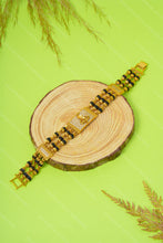 Load image into Gallery viewer, 1 Gram Gold Plated 3 Line Goga Maharaj Rudraksha & Black Bead Bracelet for Men