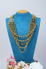 Load image into Gallery viewer, 1 Gram Gold Forming 5-Line Rudraksha Mala with Om Namah Shivay Trishul Damru Pendant for Men