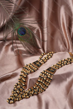 Load image into Gallery viewer, 1 Gram Gold Forming 5-Line Rudraksha Mala with Om Namah Shivay Trishul Damru Pendant for Men