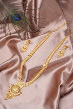 Load image into Gallery viewer, 1 Gram Gold Plated Floral Pendant Necklace and Earrings Set