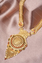 Load image into Gallery viewer, 1 Gram Gold Plated Floral Pendant Necklace and Earrings Set