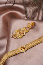 Load image into Gallery viewer, 1 Gram Gold Plated Floral Pendant Necklace and Earrings Set