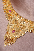 Load image into Gallery viewer, 1 Gram Gold Plated Necklace and Earrings Set with Pink Stone Detailing for Women