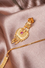 Load image into Gallery viewer, 1 Gram Gold Plated Necklace and Earrings Set with Pink Stone Detailing for Women
