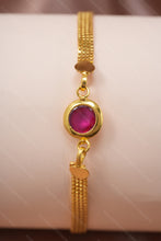 Load image into Gallery viewer, 1 Gram Gold Plated Ruby Stone Mesh Chain Bracelet – Bracelet for Ladies