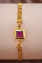 Load image into Gallery viewer, 1 Gram Gold Plated Mesh Chain Bracelet with Square Pink Stone