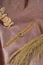 Load image into Gallery viewer, 1 Gram Gold Plated Kundan Floral Broad Bracelet with Pearl Lining