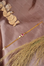 Load image into Gallery viewer, 1 Gram Gold Plated Mesh Chain Bracelet with Square Pink Stone