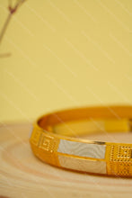 Load image into Gallery viewer, 1 Gram Gold Plated Intricate Design and Silver Tone Dual-Tone Finish Kada for Men