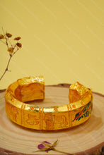 Load image into Gallery viewer, 1 Gram Gold Plated Morpinchh (Peacock), Gau Mata & Krishna Symbol Bharwadi Kada for Men