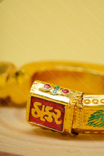 Load image into Gallery viewer, 1 Gram Gold Plated Morpinchh, Machhli & Krishna With Thakar Name Bharwadi Kada For Men