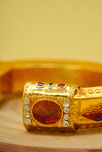 Load image into Gallery viewer, 1 Gram Gold Plated Krishna Kada with Morpinchh & Machhli Design Kada For Men