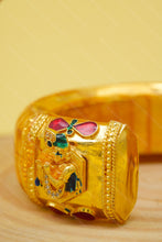 Load image into Gallery viewer, 1 Gram Gold Plated Vihat Ma Krishna Bharwadi Kada For Men