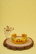 Load image into Gallery viewer, 1 Gram Gold Plated Saraiya Kada with Morpinchh and Diamonds Bharwadi Kada for Men