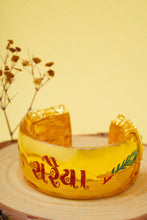 Load image into Gallery viewer, 1 Gram Gold Plated Saraiya Kada with Morpinchh and Diamonds Bharwadi Kada for Men