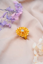 Load image into Gallery viewer, 1 Gram Gold Plated Floral Cocktail Ring with CZ Centerpiece for Ladies