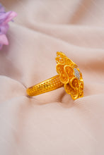 Load image into Gallery viewer, 1 Gram Gold Plated Floral Cocktail Ring with CZ Centerpiece for Ladies