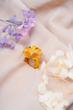 Load image into Gallery viewer, 1 Gram Gold Plated Designer Cocktail Ring with Hollow Petal Detailing for Ladies