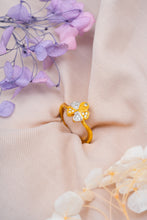Load image into Gallery viewer, 1 Gram Gold Plated Floral Leaf Design Ring with CZ Accents for Women