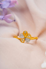 Load image into Gallery viewer, 1 Gram Gold Plated Floral Leaf Design Ring with CZ Accents for Women
