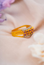 Load image into Gallery viewer, 1 Gram Gold Plated Ring for Ladies with Pink and White Stones – Elegant Design