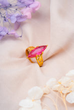 Load image into Gallery viewer, 1 Gram Gold Plated Statement Ring with Marquise-Cut Pink Stone for Women