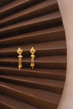 Load image into Gallery viewer, 1 Gram Gold Plated Square Dangle Earrings with Chain Tassels and Enamel Detailing for Women