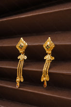Load image into Gallery viewer, 1 Gram Gold Plated Square Dangle Earrings with Chain Tassels and Enamel Detailing for Women