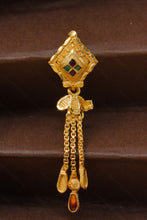 Load image into Gallery viewer, 1 Gram Gold Plated Square Dangle Earrings with Chain Tassels and Enamel Detailing for Women