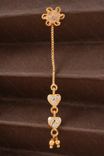 Load image into Gallery viewer, Elegant Gold-Plated Dangling Heart Earrings with Floral Stud