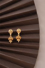 Load image into Gallery viewer, 1 Gram Gold Plated Traditional Dome-Shaped Jhumka Earrings with Floral Top For Women