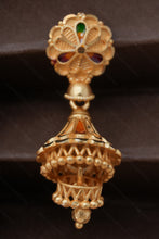 Load image into Gallery viewer, 1 Gram Gold Plated Traditional Dome-Shaped Jhumka Earrings with Floral Top For Women