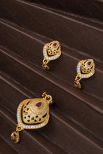 Load image into Gallery viewer, 1 Gram Gold Plated Teardrop Ruby Earrings with Pendant Set for Women