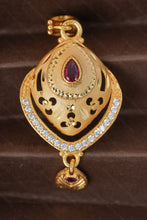Load image into Gallery viewer, 1 Gram Gold Plated Teardrop Ruby Earrings with Pendant Set for Women
