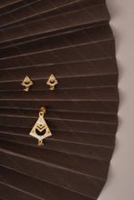 Load image into Gallery viewer, 1 Gram Gold Plated Trishakti Design Earrings with Pendant Set for Women