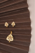 Load image into Gallery viewer, 1 Gram Gold Plated Floral Trishul Design Earrings with Pendant Set for Women