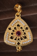 Load image into Gallery viewer, 1 Gram Gold Plated Floral Trishul Design Earrings with Pendant Set for Women