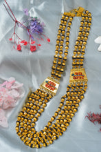 Load image into Gallery viewer, 1 Gram Gold Plated Handcrafted Jay Thakar 5-Line Rudraksha Mala for Men